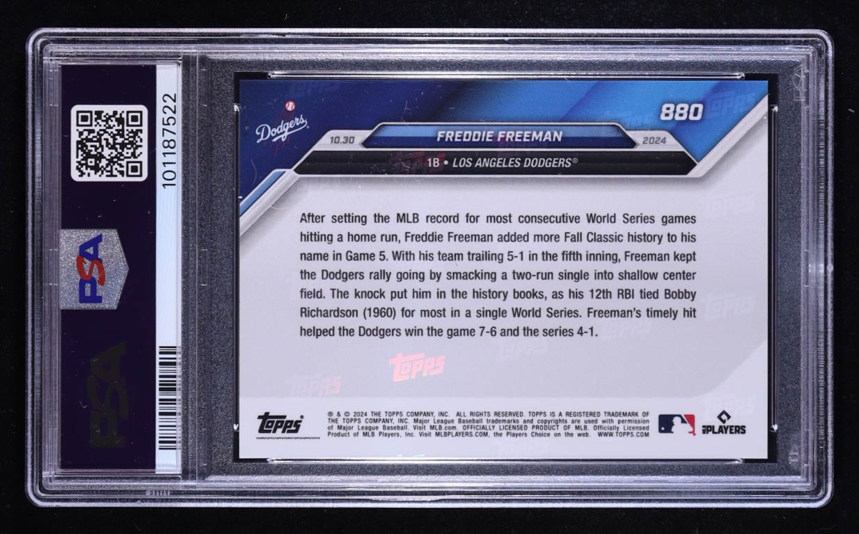 Freddie Freeman 2024 Topps Now #880 (PSA 10) at PristineAuction.com Freddie Freeman 2024 Topps Now #880 (PSA 10) at PristineAuction.com