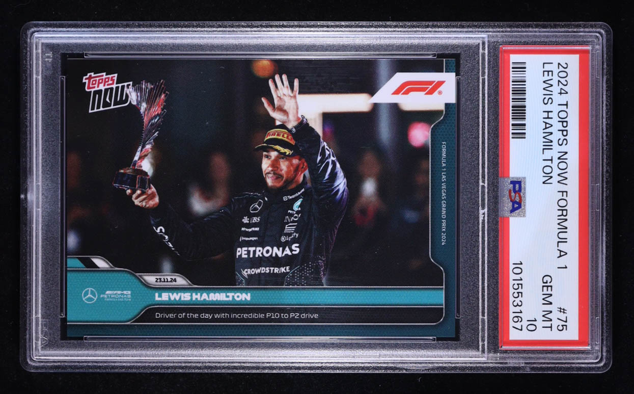 Lewis Hamilton 2024 Topps Now Formula 1 #75 (PSA 10) at PristineAuction.com Lewis Hamilton 2024 Topps Now Formula 1 #75 (PSA 10) at PristineAuction.com
