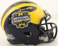 Donovan Edwards Signed Michigan Wolverines 2023 National Champions Speed Mini Helmet (Beckett) at PristineAuction.com