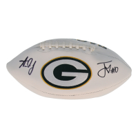 Aaron Jones & Jordan Love Signed Packers Logo Football (Beckett) at PristineAuction.com