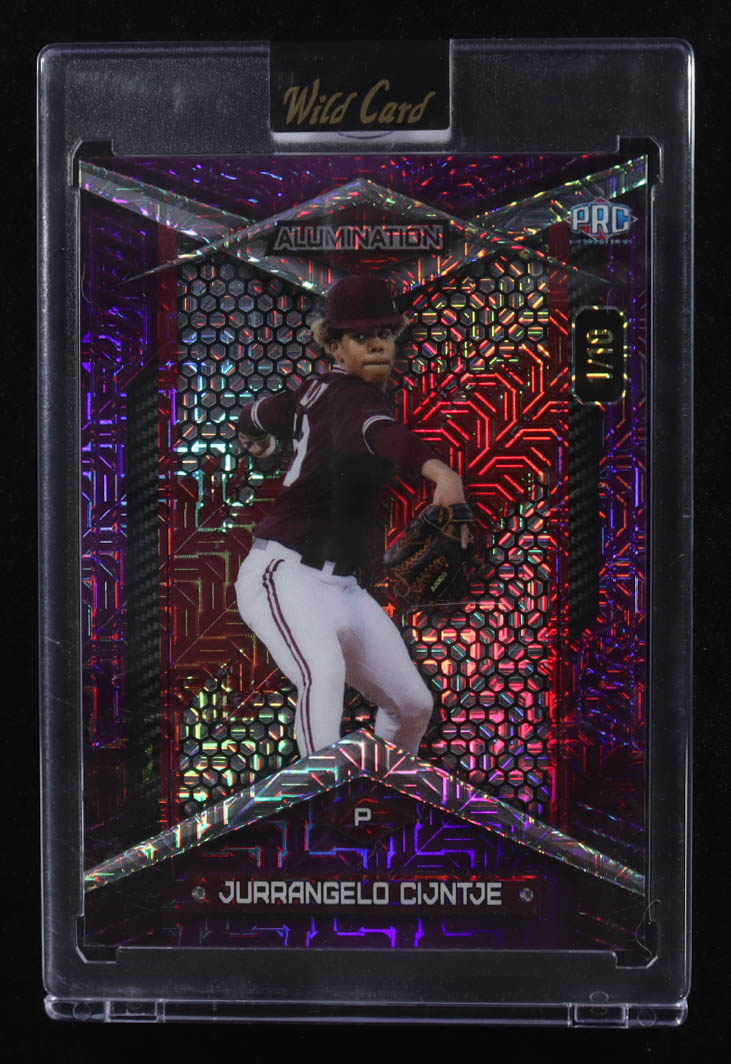 Jurrangelo Cijntje 2024 Wild Card Alumination Purple #BC-JC RC #1/10 at PristineAuction.com Jurrangelo Cijntje 2024 Wild Card Alumination Purple #BC-JC RC #1/10 at PristineAuction.com