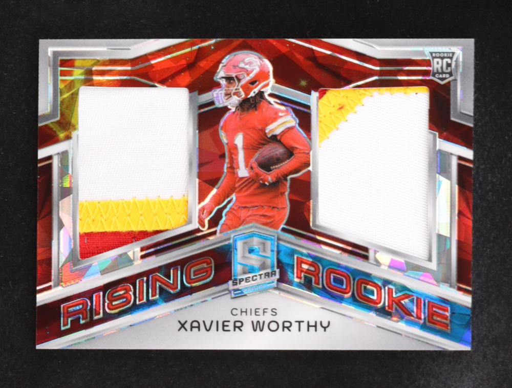 Xavier Worthy 2024 Panini Spectra Rising Rookie Materials Astral #7 RC #07/40