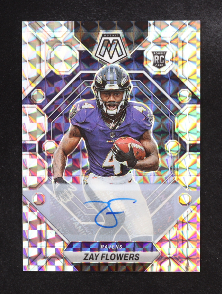 Zay Flowers 2023 Panini Mosaic Rookie Autographs Mosaic #380 RC