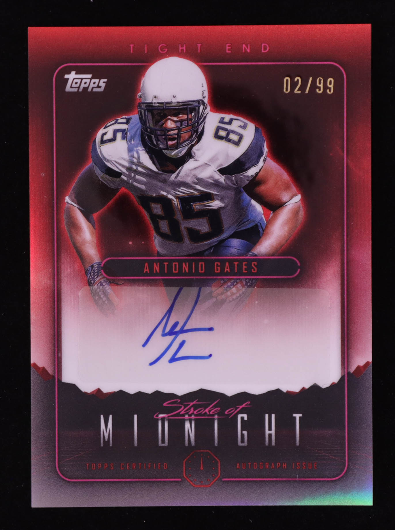 Antonio Gates 2024 Topps Midnight Stroke of Midnight Autographs Twilight #SMA-AG #2/99 at PristineAuction.com Antonio Gates 2024 Topps Midnight Stroke of Midnight Autographs Twilight #SMA-AG #2/99 at PristineAuction.com