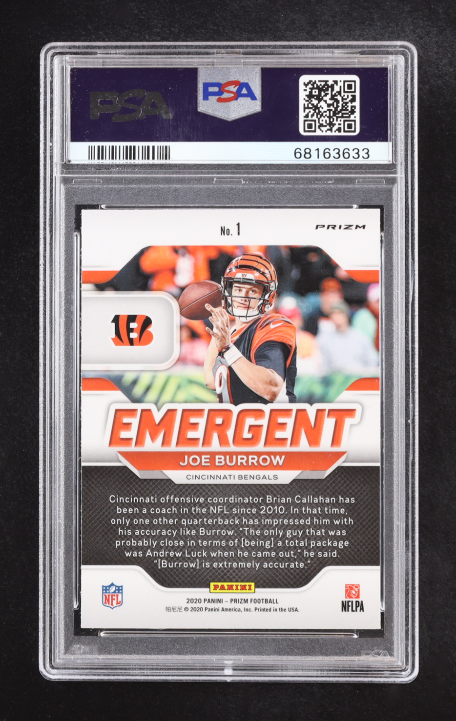 Joe Burrow 2020 Panini Prizm Emergent Prizms Green #1 RC (PSA 9) at PristineAuction.com Joe Burrow 2020 Panini Prizm Emergent Prizms Green #1 RC (PSA 9) at PristineAuction.com