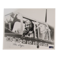 Thomas Hayes Signed 8x10 Photo WWII 357th FG Ace 8.5 Victories In Cockpit (AIV) at PristineAuction.com