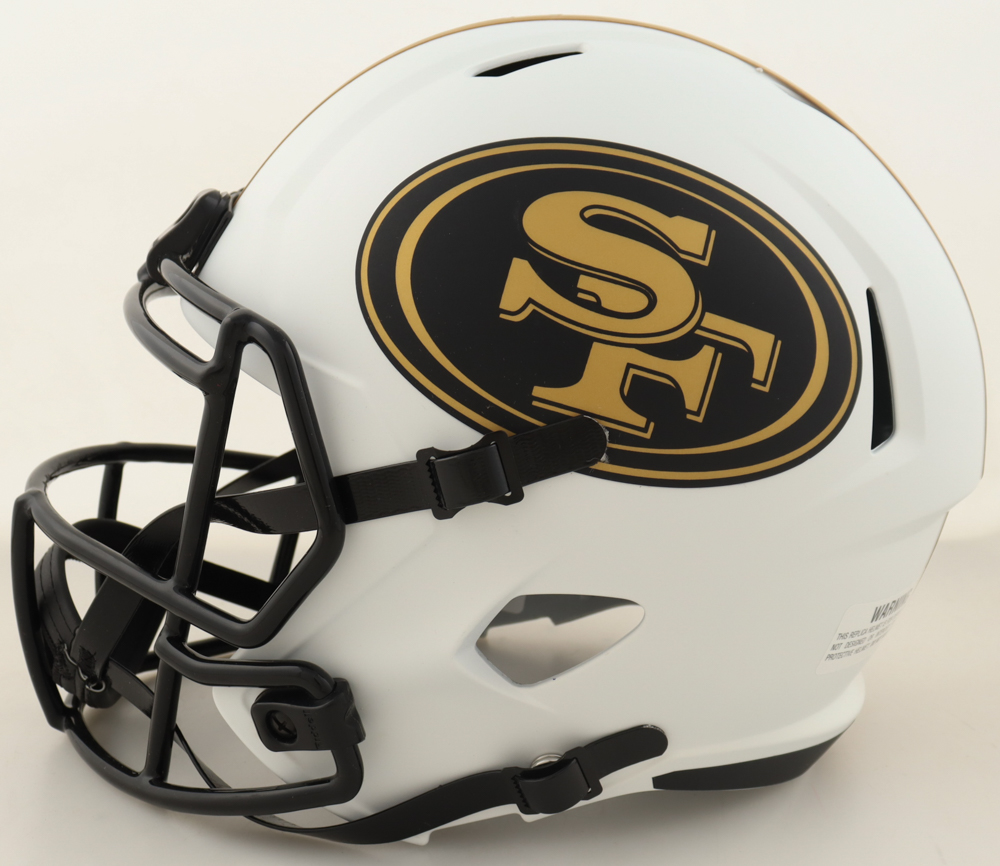 Trey Lance Signed 49ers Full-Size Authentic On-Field Lunar Eclipse Alternate Speed Helmet Inscribed "1st NFL TD 9/12/21" (Beckett) at PristineAuction.com Trey Lance Signed 49ers Full-Size Authentic On-Field Lunar Eclipse Alternate Speed Helmet Inscribed "1st NFL TD 9/12/21" (Beckett) at PristineAuction.com