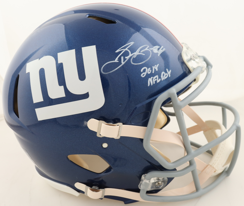 Saquon Barkley Signed Giants Full-Size Authentic On-Field Speed Helmet Inscribed "2019 NFL ROY" (Beckett) at PristineAuction.com Saquon Barkley Signed Giants Full-Size Authentic On-Field Speed Helmet Inscribed "2019 NFL ROY" (Beckett) at PristineAuction.com