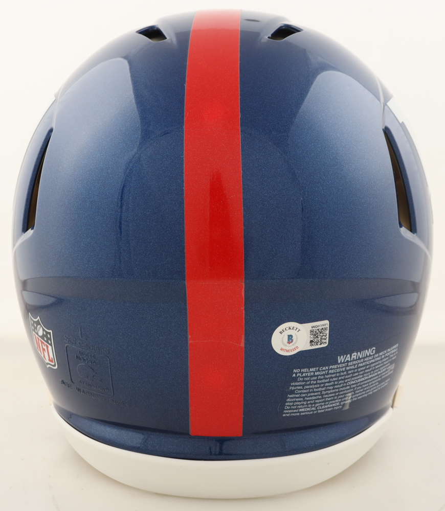 Saquon Barkley Signed Giants Full-Size Authentic On-Field Speed Helmet Inscribed "2019 NFL ROY" (Beckett) at PristineAuction.com Saquon Barkley Signed Giants Full-Size Authentic On-Field Speed Helmet Inscribed "2019 NFL ROY" (Beckett) at PristineAuction.com
