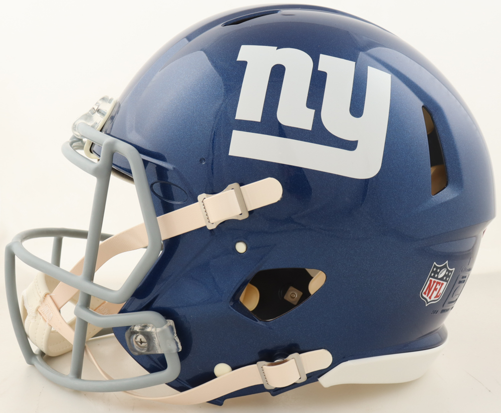 Saquon Barkley Signed Giants Full-Size Authentic On-Field Speed Helmet Inscribed "2019 NFL ROY" (Beckett) at PristineAuction.com Saquon Barkley Signed Giants Full-Size Authentic On-Field Speed Helmet Inscribed "2019 NFL ROY" (Beckett) at PristineAuction.com