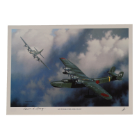 Edwin Loberg Signed 'An Interesting Dogfight' 11.5x16 Lithograph (AIV) WWII B-17 Pilot 90 Combat Missions at PristineAuction.com
