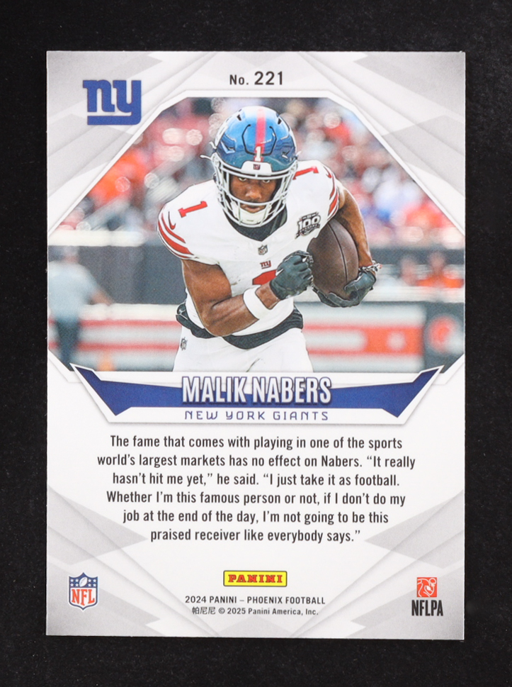 Malik Nabers 2024 Panini Phoenix #221 RC at PristineAuction.com Malik Nabers 2024 Panini Phoenix #221 RC at PristineAuction.com