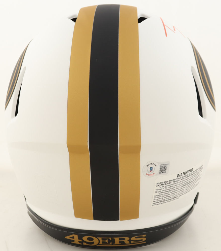 Trey Lance Signed 49ers Full-Size Authentic On-Field Lunar Eclipse Alternate Speed Helmet Inscribed "1st NFL TD 9/12/21" (Beckett) at PristineAuction.com Trey Lance Signed 49ers Full-Size Authentic On-Field Lunar Eclipse Alternate Speed Helmet Inscribed "1st NFL TD 9/12/21" (Beckett) at PristineAuction.com