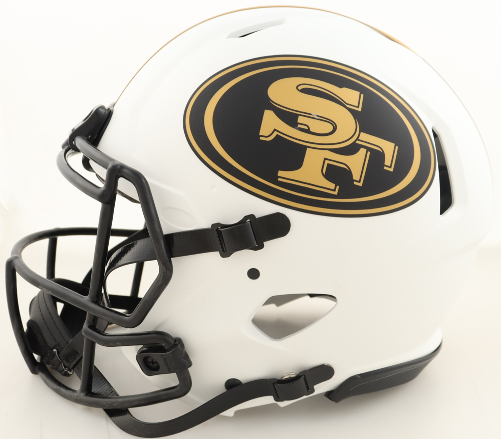 Trey Lance Signed 49ers Full-Size Authentic On-Field Lunar Eclipse Alternate Speed Helmet Inscribed "1st NFL TD 9/12/21" (Beckett) at PristineAuction.com Trey Lance Signed 49ers Full-Size Authentic On-Field Lunar Eclipse Alternate Speed Helmet Inscribed "1st NFL TD 9/12/21" (Beckett) at PristineAuction.com