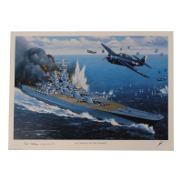 William Webb Patterson Signed 'Last Voyage of the Yamato' 11.5x16 Lithograph Inscribed "LT (JG) USNR VT-9" (AIV) at PristineAuction.com