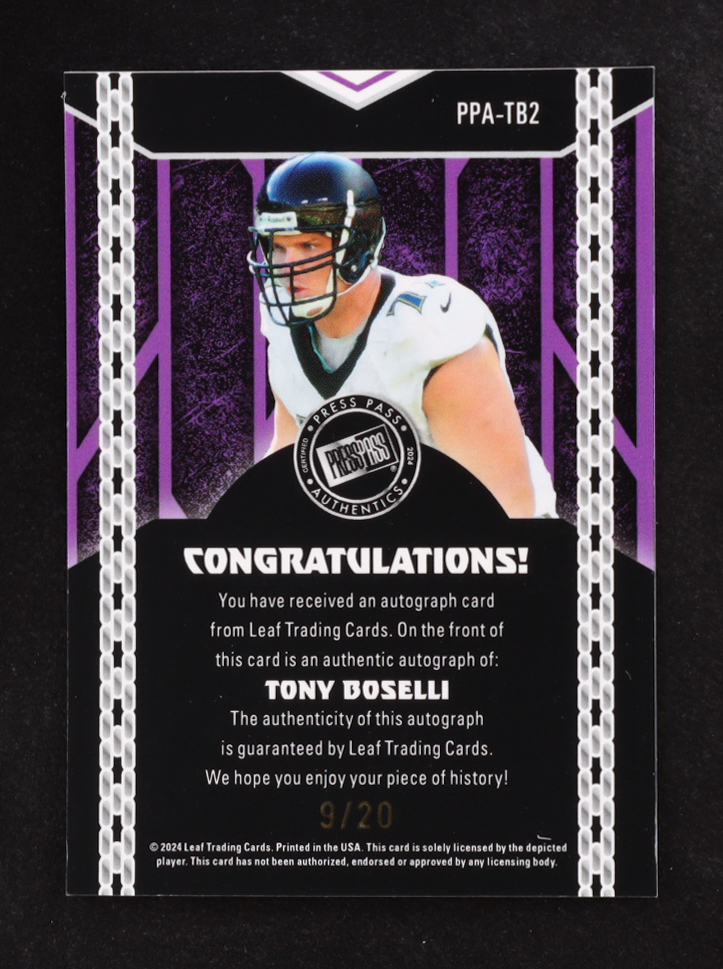 Tony Boselli 2024 Leaf Press Pass Autographs #PPA-TB2 #9/20 at PristineAuction.com Tony Boselli 2024 Leaf Press Pass Autographs #PPA-TB2 #9/20 at PristineAuction.com