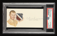 Chuck Yeager Signed 2x5 Cut with Portrait WWII P-51 357th FG (PSA) at PristineAuction.com