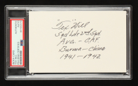 David "Tex" Hill Signed Index Card (PSA) WWII AVG Flying Tigers Ace 12.25 Victories at PristineAuction.com