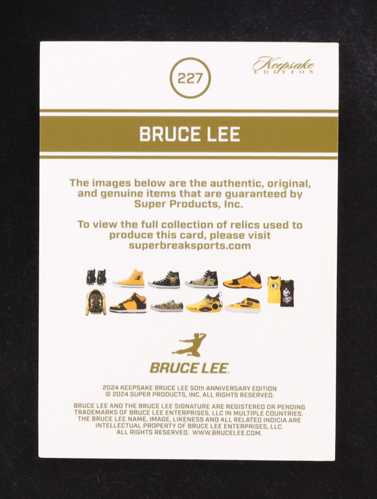 Bruce Lee 2024 Keepsake Edition 50th Anniversary Authentic Relic #227 at PristineAuction.com Bruce Lee 2024 Keepsake Edition 50th Anniversary Authentic Relic #227 at PristineAuction.com