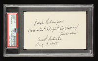 Ralph Belanger Signed Index Card (PSA) WWII Nagasaki Mission Flight Engineer at PristineAuction.com