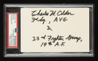Chuck Older Signed Index Card (PSA) WWII Flying Tigers Ace with Multiple Inscriptions at PristineAuction.com