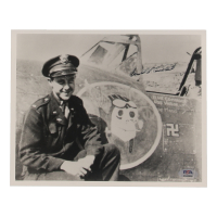 Harold Comstock Signed 8x10 Photo WWII 56th FG Ace 5 Victories (PSA) at PristineAuction.com