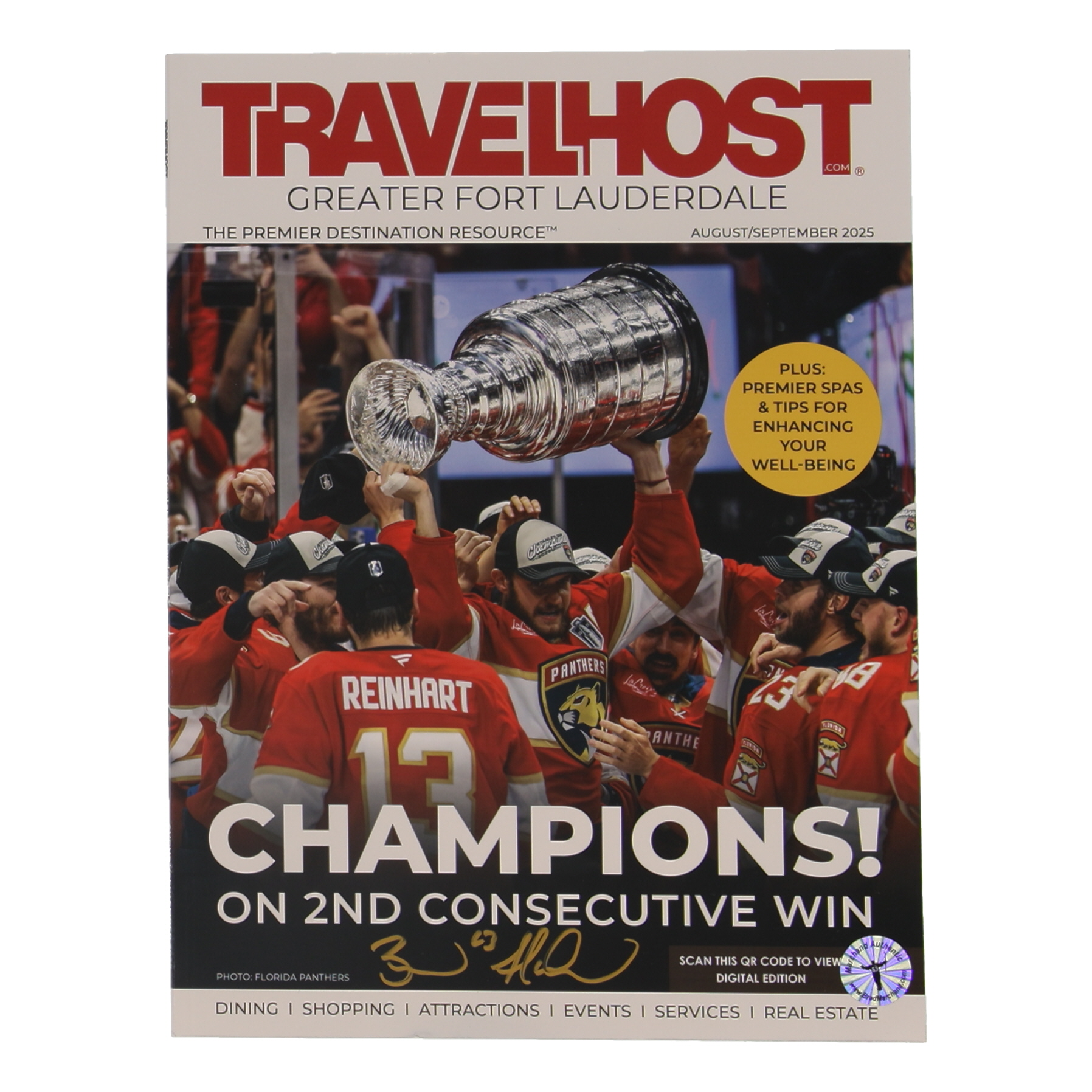 Brad Marchand Signed 2025 Travelhost Magazine (Marchand) at PristineAuction.com Brad Marchand Signed 2025 Travelhost Magazine (Marchand) at PristineAuction.com