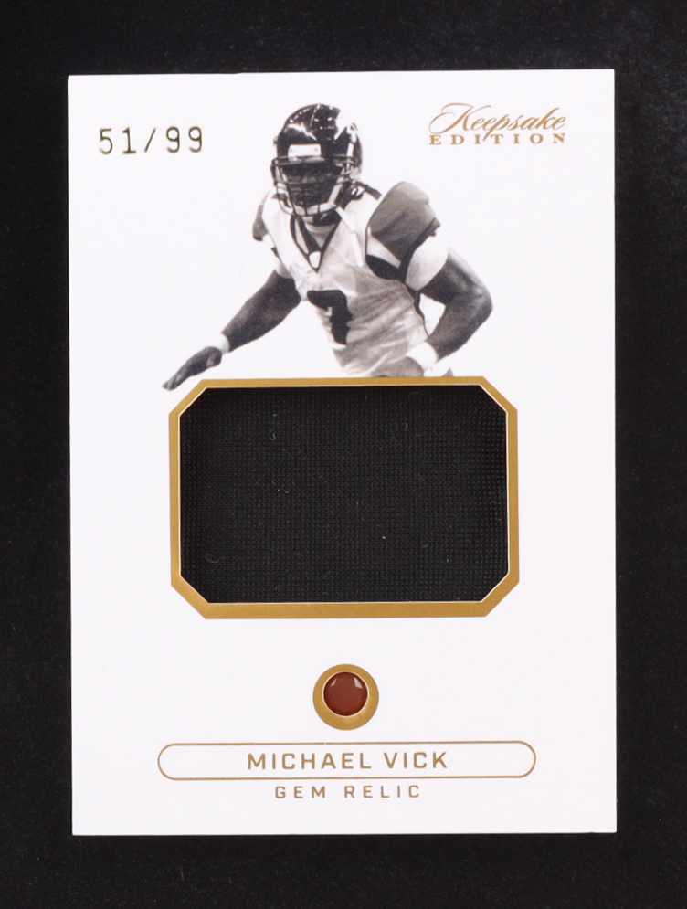 Michael Vick Keepsake Sports Edition Gem Relic Authentic #323 51/99 at PristineAuction.com Michael Vick Keepsake Sports Edition Gem Relic Authentic #323 51/99 at PristineAuction.com