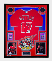 Shohei Ohtani Signed Angels Custom Framed LED Backlit Nike Jersey Display & (2) PSA 10 Graded Rookie Cards (Fanatics & MLB) at PristineAuction.com