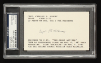 Charles Albury Signed Index Card (PSA) WWII Bockscar Co-Pilot Atomic Bomb Mission 8/9/1945 at PristineAuction.com