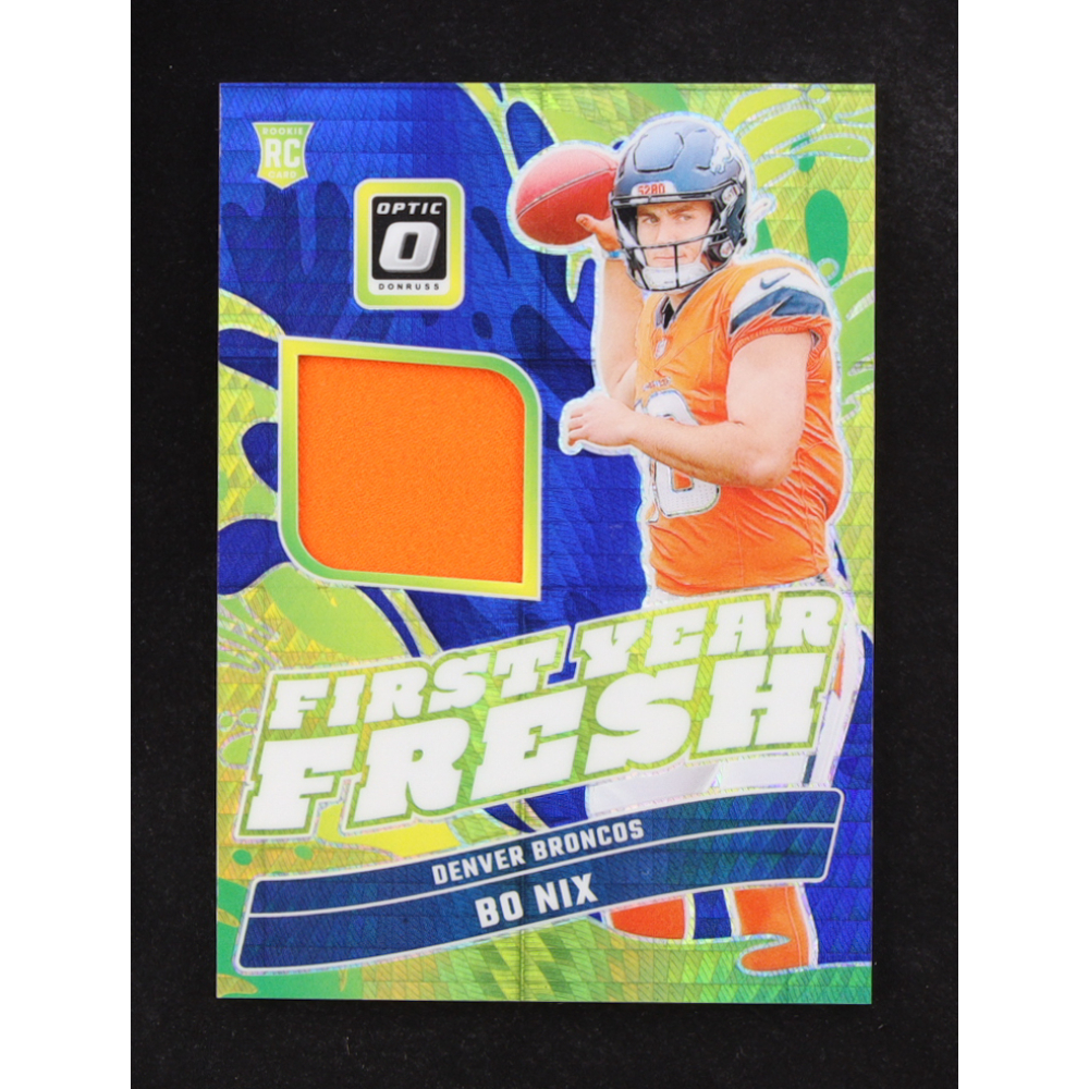 Bo Nix 2024 Donruss Optic Prizm First Year Fresh #FYF-BNX RC at PristineAuction.com