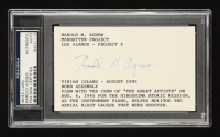 Harold Agnew Signed Index Card (PSA) Project Alberta Scientist Atomic Bomb Manhatten Project at PristineAuction.com