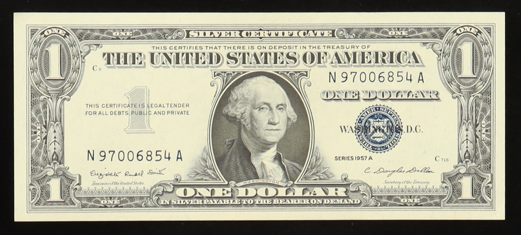 1957-A U.S. $1 Silver Certificate, Blue Seal - Fr.1620 (NA Block) at PristineAuction.com 1957-A U.S. $1 Silver Certificate, Blue Seal - Fr.1620 (NA Block) at PristineAuction.com