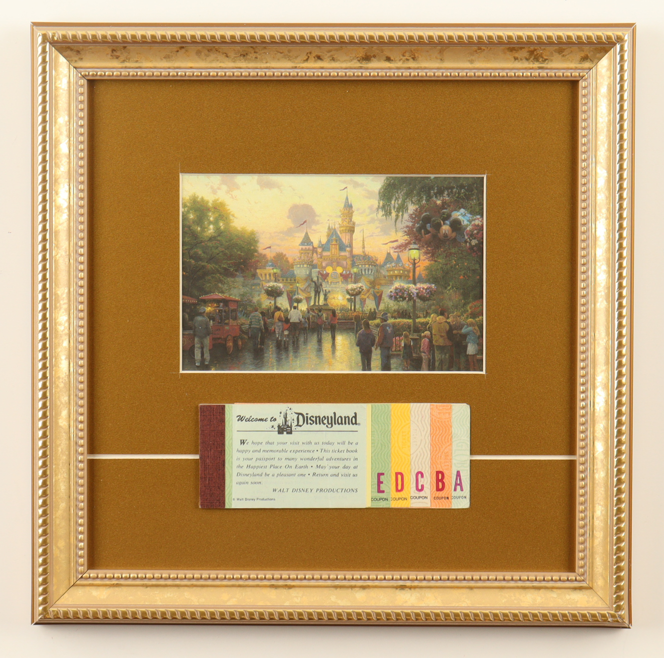 "Disneyland" by Thomas Kinkade Custom Framed Art Print Display at PristineAuction.com "Disneyland" by Thomas Kinkade Custom Framed Art Print Display at PristineAuction.com