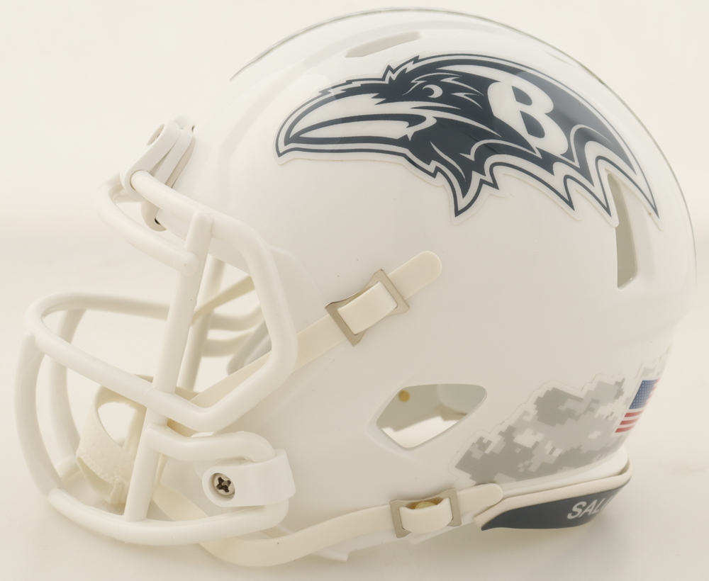 Terrell Suggs Signed Ravens Salute to Service Speed Mini Helmet (Beckett) at PristineAuction.com Terrell Suggs Signed Ravens Salute to Service Speed Mini Helmet (Beckett) at PristineAuction.com