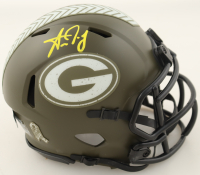 Aaron Jones Signed Packers Salute To Service Alternate Speed Mini Helmet (Beckett) at PristineAuction.com
