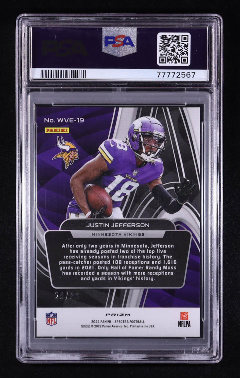 Justin Jefferson 2022 Panini Spectra Wavelength #19 #29/99 (PSA 10) at PristineAuction.com Justin Jefferson 2022 Panini Spectra Wavelength #19 #29/99 (PSA 10) at PristineAuction.com