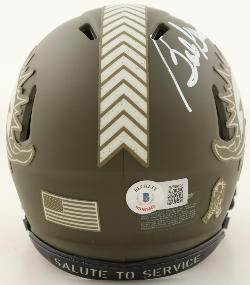 Bob Griese Signed Dolphins Salute to Service Alternate Speed Mini Helmet Inscribed "HOF 90" (Beckett) at PristineAuction.com Bob Griese Signed Dolphins Salute to Service Alternate Speed Mini Helmet Inscribed "HOF 90" (Beckett) at PristineAuction.com
