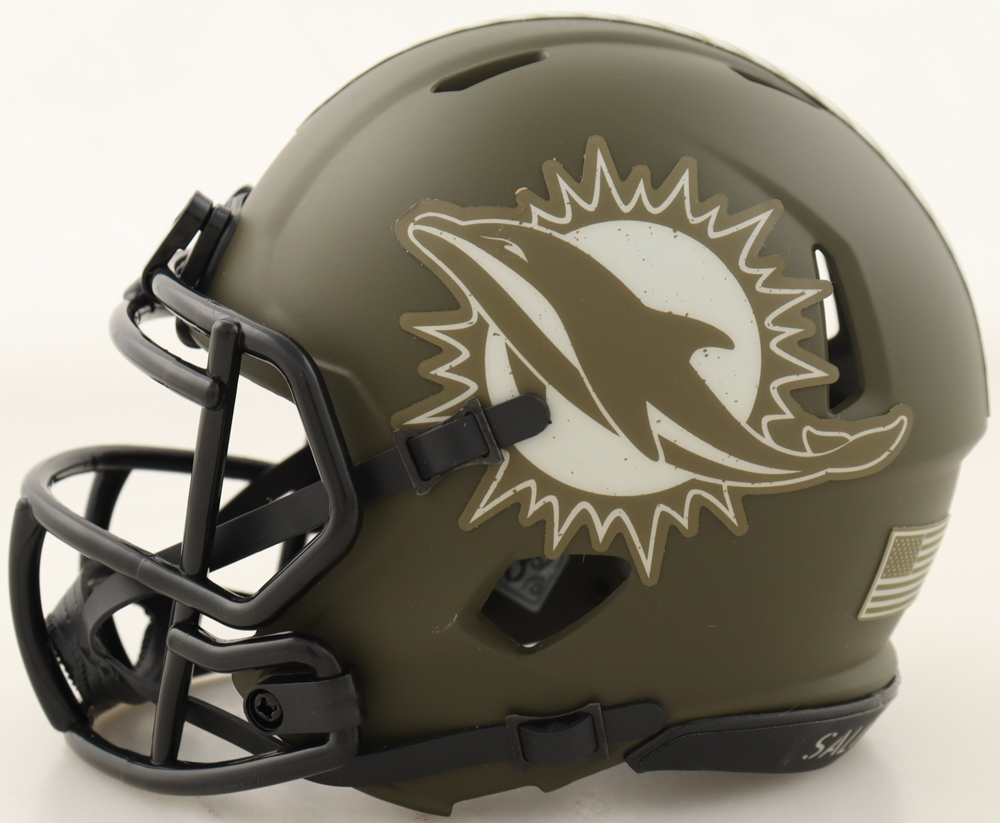 Bob Griese Signed Dolphins Salute to Service Alternate Speed Mini Helmet Inscribed "HOF 90" (Beckett) at PristineAuction.com Bob Griese Signed Dolphins Salute to Service Alternate Speed Mini Helmet Inscribed "HOF 90" (Beckett) at PristineAuction.com