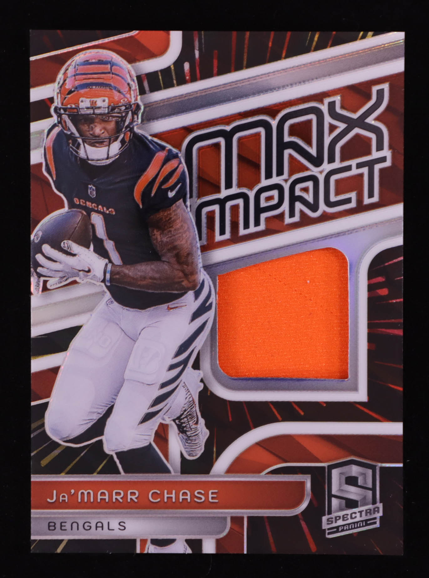 Ja'Marr Chase 2024 Panini Spectra Max Impact Materials Hyper #16 #69/75 at PristineAuction.com Ja'Marr Chase 2024 Panini Spectra Max Impact Materials Hyper #16 #69/75 at PristineAuction.com