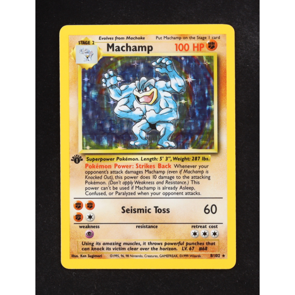 Machamp 1999 Pokemon Base Set 1st Edition at PristineAuction.com Machamp 1999 Pokemon Base Set 1st Edition at PristineAuction.com