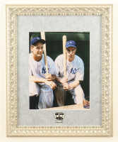 Lou Gehrig & Joe DiMaggio Custom Framed Photo Display with Vintage Yankee Stadium Pin at PristineAuction.com