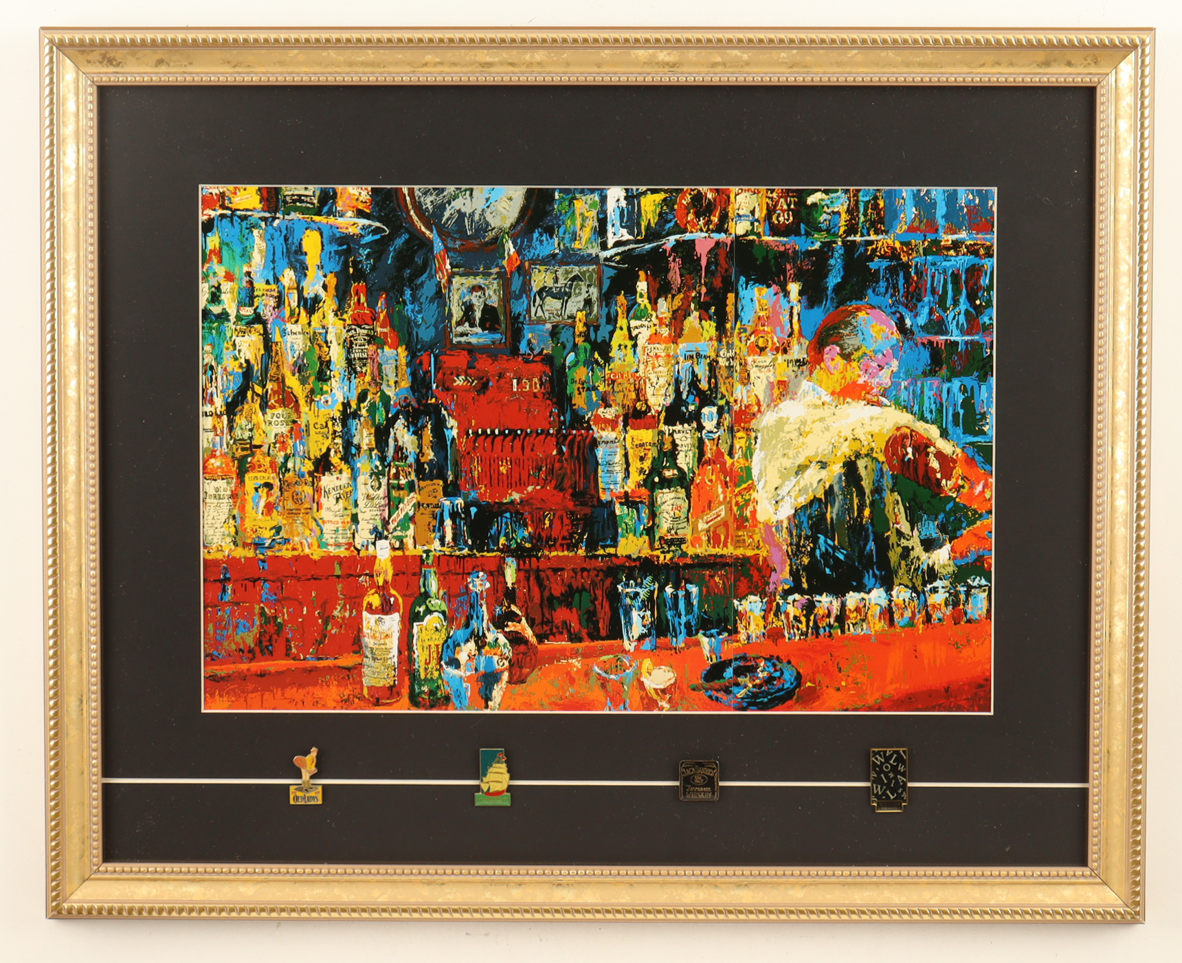 "Chicago Bar Scene" by Leroy Neiman Custom Framed Art Print Display at PristineAuction.com "Chicago Bar Scene" by Leroy Neiman Custom Framed Art Print Display at PristineAuction.com