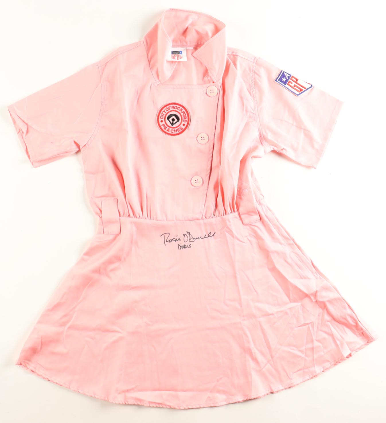 Rosie O'Donnell Signed "A League of Their Own" Rockford Peaches Baseball Jersey Inscribed "Doris" (Schwartz) at PristineAuction.com Rosie O'Donnell Signed "A League of Their Own" Rockford Peaches Baseball Jersey Inscribed "Doris" (Schwartz) at PristineAuction.com
