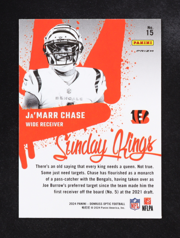 Ja'Marr Chase 2024 Panini Donruss Optic Sunday Kings #15 at PristineAuction.com Ja'Marr Chase 2024 Panini Donruss Optic Sunday Kings #15 at PristineAuction.com