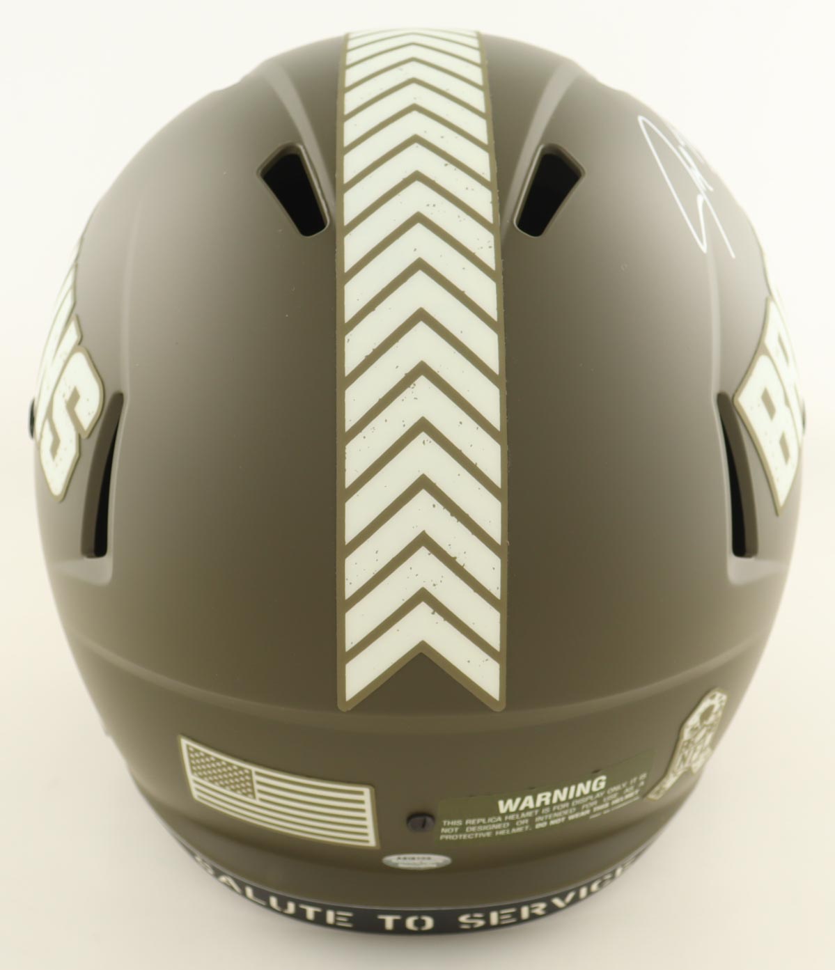 Joe Thomas Signed Browns Full-Size Salute To Service Alternate Speed Helmet (Schwartz) at PristineAuction.com Joe Thomas Signed Browns Full-Size Salute To Service Alternate Speed Helmet (Schwartz) at PristineAuction.com