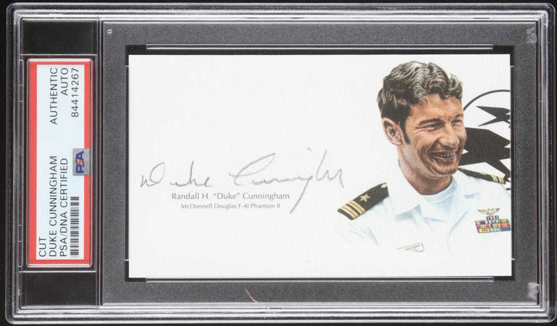 Duke Cunningham Signed Cut With Portrait Art (PSA) at PristineAuction.com Duke Cunningham Signed Cut With Portrait Art (PSA) at PristineAuction.com