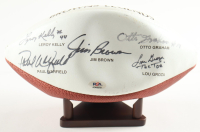 Cleveland Browns Hall of Famers | Browns Legends Logo NFL Football Signed by (5) with Jim Brown, Lou Groza (PSA) at PristineAuction.com