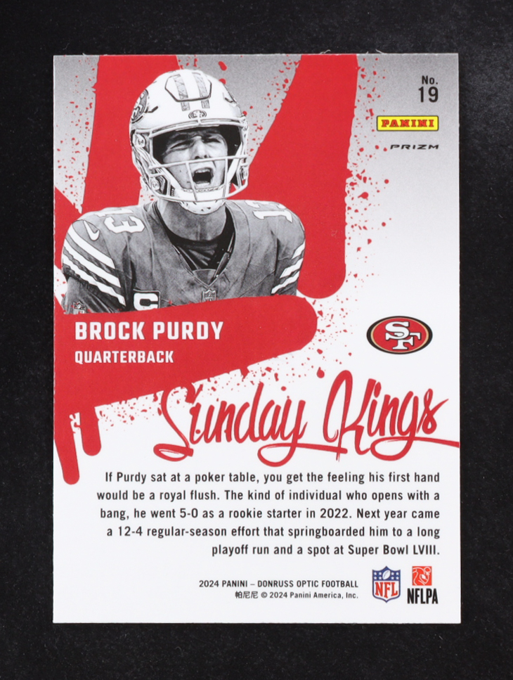 Brock Purdy 2024 Panini Donruss Optic Sunday Kings #19 at PristineAuction.com Brock Purdy 2024 Panini Donruss Optic Sunday Kings #19 at PristineAuction.com