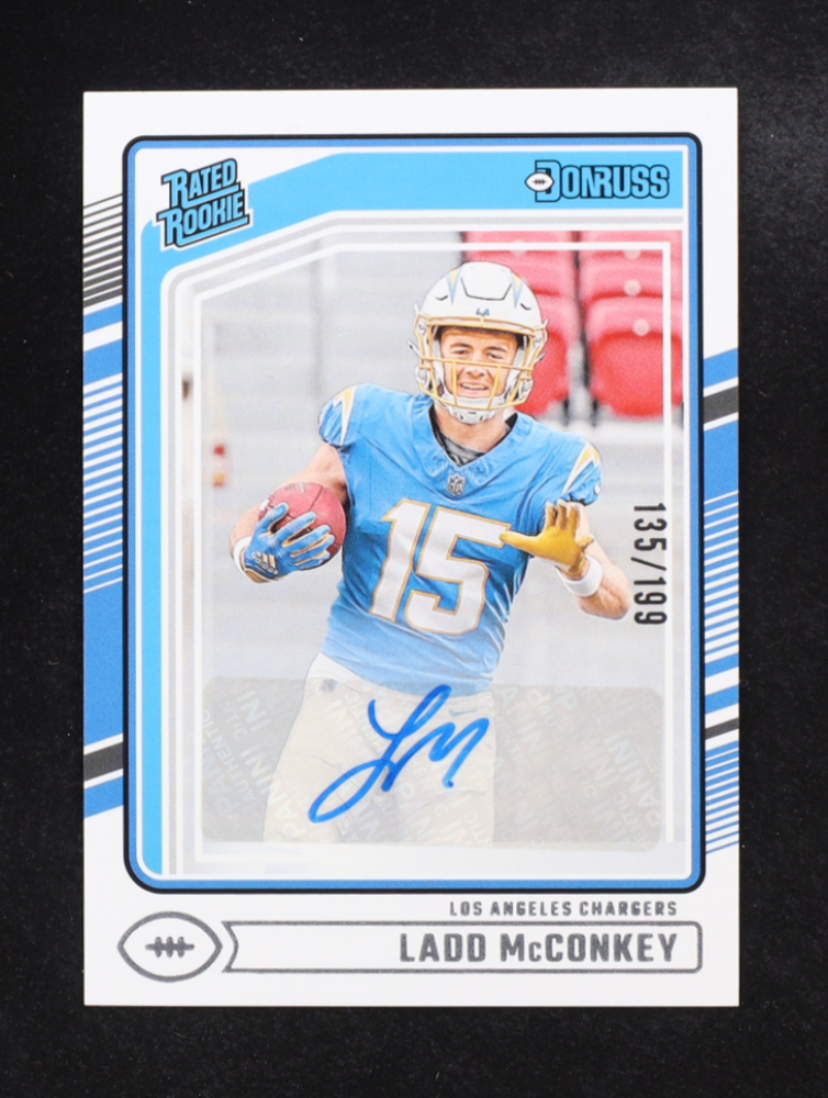Ladd McConkey 2024 Donruss Rated Rookies Autographs #328 RC #135/199